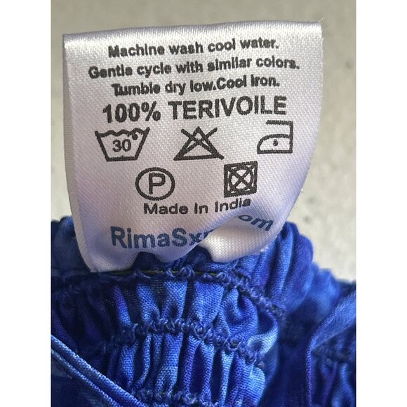 RIMA Blue Tie Dye Maxi Dress Smocked Bodice Spaghetti Strap RUNS SMALL - Picture 5 of 7